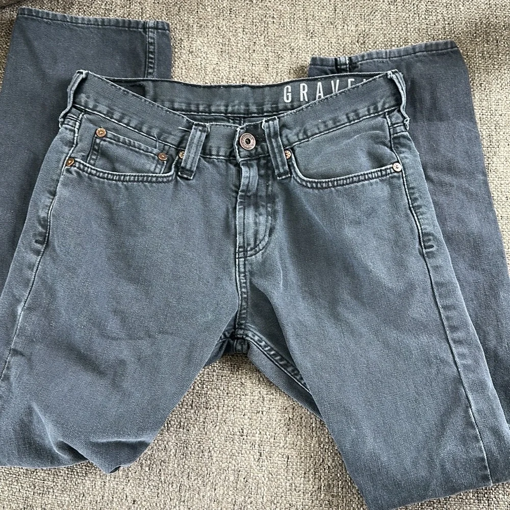 Bullhead Denim Co. Gravel Black Faded Wash Straight Slim Jeans Men's Size 28x30